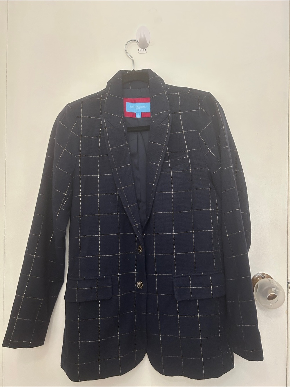 Draper James Navy Windowpane Blazer